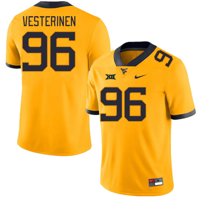 West Virginia Mountaineers #96 Edward Vesterinen College Football Jerseys Stitched Sale-Gold